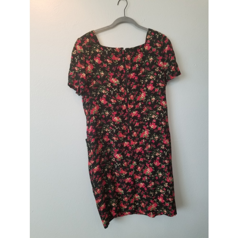 Vintage 90's Black Floral Mini Dress